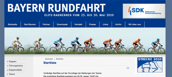 Neues Design fÃ¼r bayern-rundfahrt.com 2010